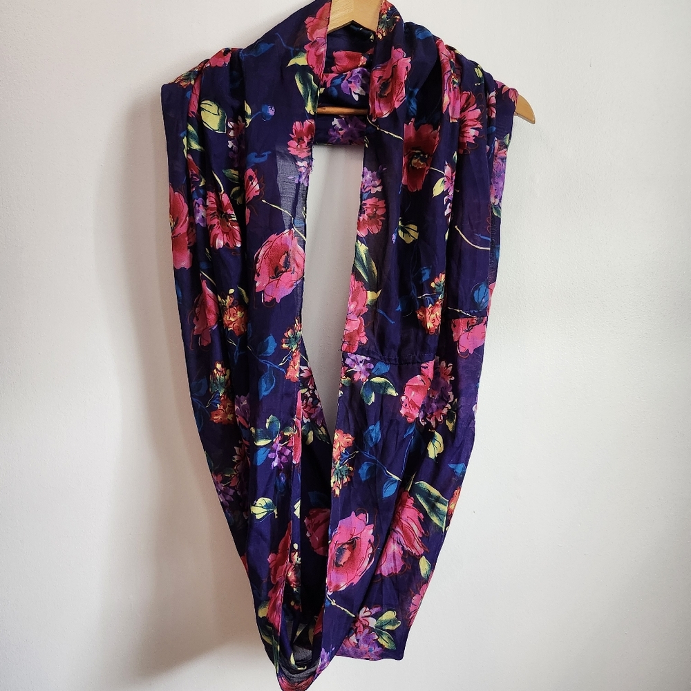 3/15 Floral Infinity Scarf - Purple and Pink